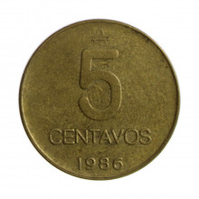 Km#97.1 5 Centavos 1986 A MBC Argentina América Latão 23.1(mm) 5(gr)