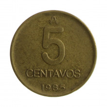 Km#97.1 5 Centavos 1985 A MBC Argentina América Latão 23.1(mm) 5(gr)