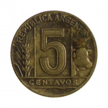Km#40 5 Centavos 1949 MBC Argentina América Bronze Alumínio 17(mm) 2(gr)