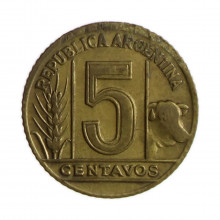 Km#40 5 Centavos 1944 MBC Argentina América Bronze Alumínio 17(mm) 2(gr)