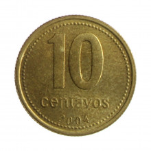 Km#107 10 Centavos 2004 MBC+ Argentina América Bronze Alumínio 18.2(mm) 2.25(gr)