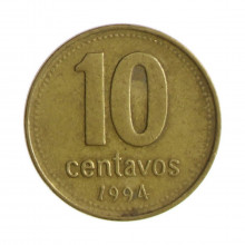 Km#107 10 Centavos 1994 MBC Argentina América Bronze Alumínio 18.2(mm) 2.25(gr)