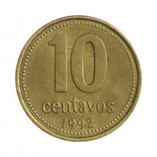 Km#107 10 Centavos 1992 MBC+ Argentina América Bronze Alumínio 18.2(mm) 2.25(gr)