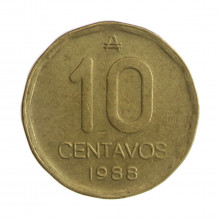 Km#98 10 Centavos 1988 A MBC Argentina América Latão 21.5(mm) 4.45(gr)