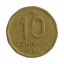 Km#98 10 Centavos 1987 A MBC Argentina América Latão 21.5(mm) 4.45(gr)