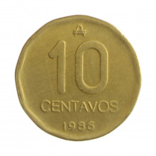 Km#98 10 Centavos 1986 A MBC Argentina América Latão 21.5(mm) 4.45(gr)