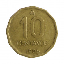 Km#98 10 Centavos 1985 A MBC Argentina América Latão 21.5(mm) 4.45(gr)
