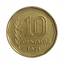 Km#66 10 Centavos 1971 MBC Argentina América Bronze Alumínio 16.5(mm) 2(gr)