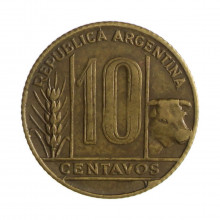 Km#41 10 Centavos 1950 MBC+ Argentina América Bronze Alumínio 19.5(mm) 3(gr)