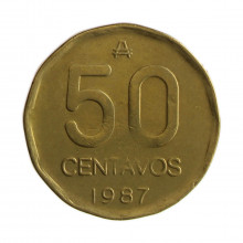 Km#99 50 Centavos 1987 A MBC Argentina América Latão 24.6(mm) 5.4(gr)