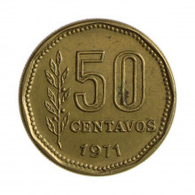 Km#68 50 Centavos 1971 MBC Argentina América Bronze Alumínio 20.5(mm) 4.35(gr)