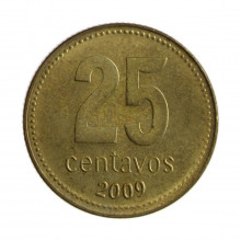 Km#110.2 25 Centavos 2009 MBC Argentina América Bronze Alumínio 24.2(mm) 5.4(gr)