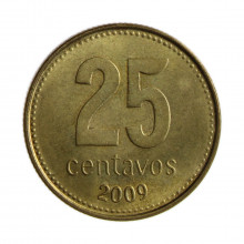 Km#110.2 25 Centavos 2009 MBC+ Argentina América Bronze Alumínio 24.2(mm) 5.4(gr)