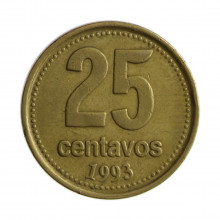 Km#110.2 25 Centavos 1993 MBC Argentina América Bronze Alumínio 24.2(mm) 5.4(gr)