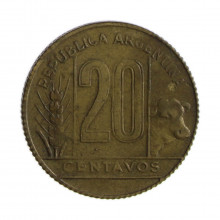 Km#42 20 Centavos 1949 MBC Argentina América Bronze Alumínio 21(mm) 4(gr)