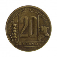 Km#42 20 Centavos 1949 MBC Argentina América Bronze Alumínio 21(mm) 4(gr)