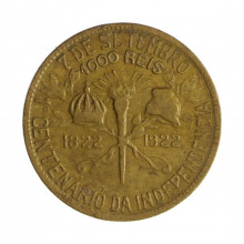 V-123 1000 Réis 1922 BC/MBC Centenário da Independência do Brasil 1822 - 1922