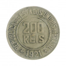 V-093 200 Réis 1921 BC/MBC C/Tentativa de Furo