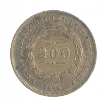 P-577 200 Réis 1859 MBC/SOB Coroa C/Espinhos