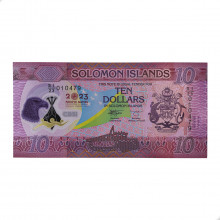 P#33 10 Dollars 2023 FE Ilhas Salomão Oceania 17º. Jogos do Pacífico em Honiara Polímero