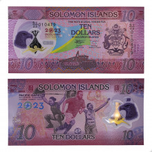 P#33 10 Dollars 2023 FE Ilhas Salomão Oceania 17º. Jogos do Pacífico em Honiara Polímero