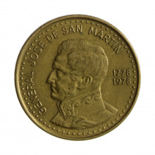 Km#82 100 Pesos 1778 - 1978 BA MBC Argentina América 200º aniversário do nascimento de José de San Martín Bronze Alumíni