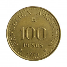 Km#82 100 Pesos 1778 - 1978 BA MBC+ Argentina América 200º aniversário do nascimento de José de San Martín Bronze Alumín