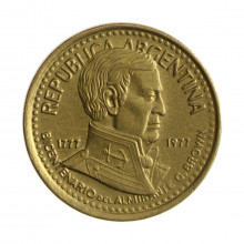 Km#74 10 Pesos 1777 - 1977 BA MBC+ Argentina América 200º Aniversário do Almirante G. Brown Bronze Alumínio 25(mm) 6.5(g