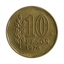 Km#72 10 Pesos 1976 BA MBC+ Argentina América Bronze Alumínio 25(mm) 6.5(gr)