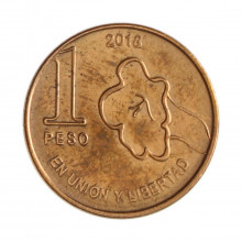 Km#186 1 Peso 2018 MBC Argentina América Aço com revestimento de cobre 20(mm) 4.3(gr)