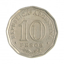 Km#62 10 Pesos 1816 - 1966 MBC Argentina América 150º Aniversário da Declaração da Independência Aço com revestimento de