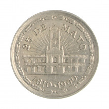Km#58 1 Peso 1810 - 1960 MBC Argentina América 150º Aniversário da Revolução de Maio (25 de maio de 1810) Aço com revest