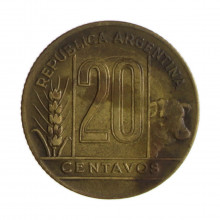 Km#42 20 Centavos 1946 MBC Argentina América Bronze Alumínio 21(mm) 4(gr)