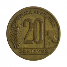 Km#42 20 Centavos 1943 MBC Argentina América Bronze Alumínio 21(mm) 4(gr)