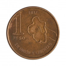 Km#186 1 Peso 2017 MBC Argentina América Aço com revestimento de cobre 20(mm) 4.3(gr)