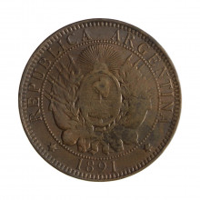 Km#33 2 Centavos 1891 MBC Argentina América Bronze 30(mm) 10(gr)