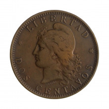 Km#33 2 Centavos 1891 MBC Argentina América Bronze 30(mm) 10(gr)