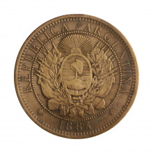 Km#33 2 Centavos 1884 MBC Argentina América Bronze 30(mm) 10(gr)
