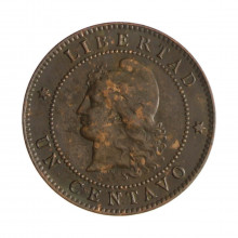 Km#32 1 Centavo 1890 MBC Argentina América Bronze 25(mm) 5(gr)