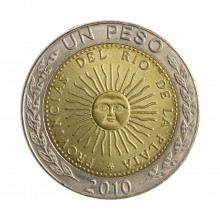 Km#112.1 1 Peso 2010 SOB Argentina América Bimetálico 23(mm) 6.4(gr)