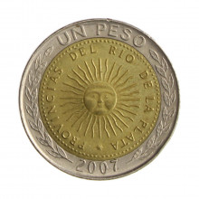Km#112.1 1 Peso 2007 MBC+ Argentina América Bimetálico 23(mm) 6.4(gr)