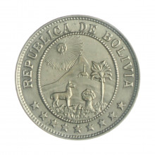 Km#179.2 10 Centavos 1939 MBC/SOB Bolívia América Cupro-Níquel 22.5(mm) 4.5(gr)
