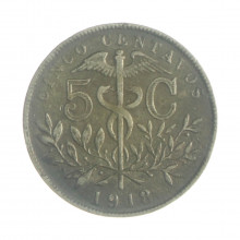 Km#173.1 5 Centavos 1918 MBC Bolívia América Cupro-Níquel 20.5(mm) 2.5(gr)