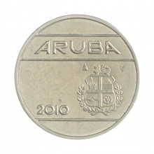 Km#3 25 Cents 2010 MBC+ Aruba América Aço com revestimento de Níquel 20(mm) 3.5(gr)