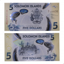 P#38a 5 Dollars 2019 FE Ilhas Salomão Oceania Polímero