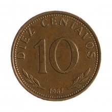 Km#188 10 Centavos 1967 MBC Bolívia América Aço com revestimento de cobre 19(mm) 2.5(gr)