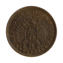 Km#185 5 Bolivianos 1951 H MBC Bolívia América Bronze 23(mm) 5.14(gr)