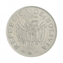 Km#204 50 Centavos 1991 MBC Bolívia América Aço Inoxídavel 24(mm) 3.8(gr)