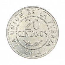Km#203 20 Centavos 2010 MBC+ Bolívia América Aço Inoxídavel 22(mm) 3.66(gr)