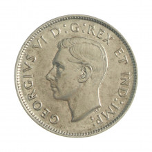 Km#35 25 Cents 1943 MBC Canadá América Prata 0.800 23.62(mm) 5.83(gr)